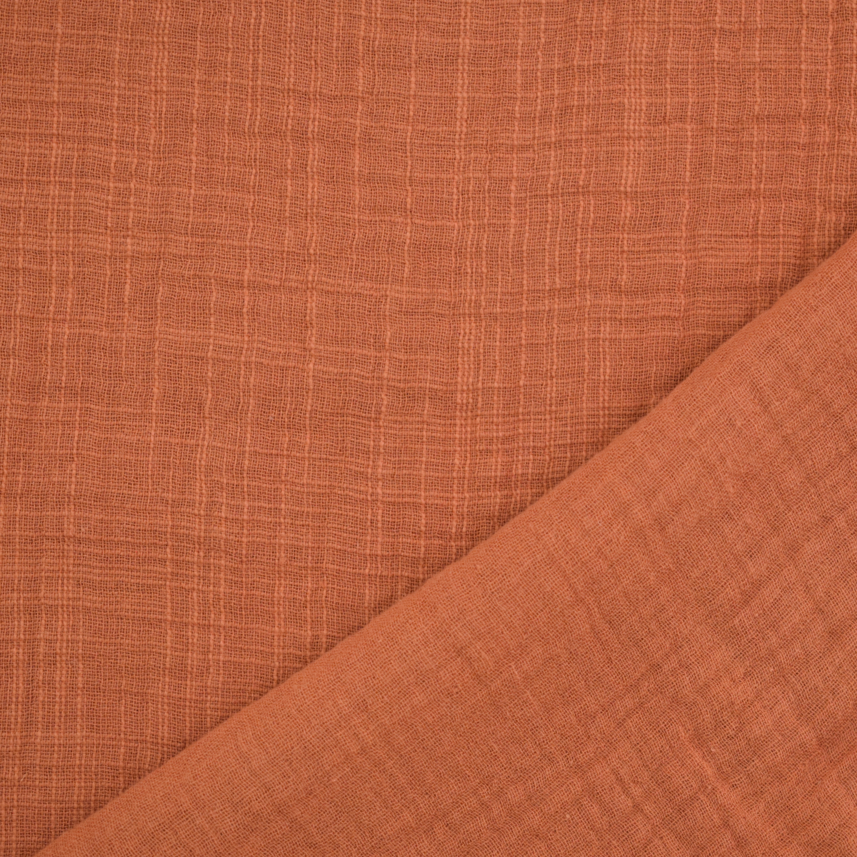 Baumwoll Musselin Leinenlook Terracotta Stoffe Hemmers