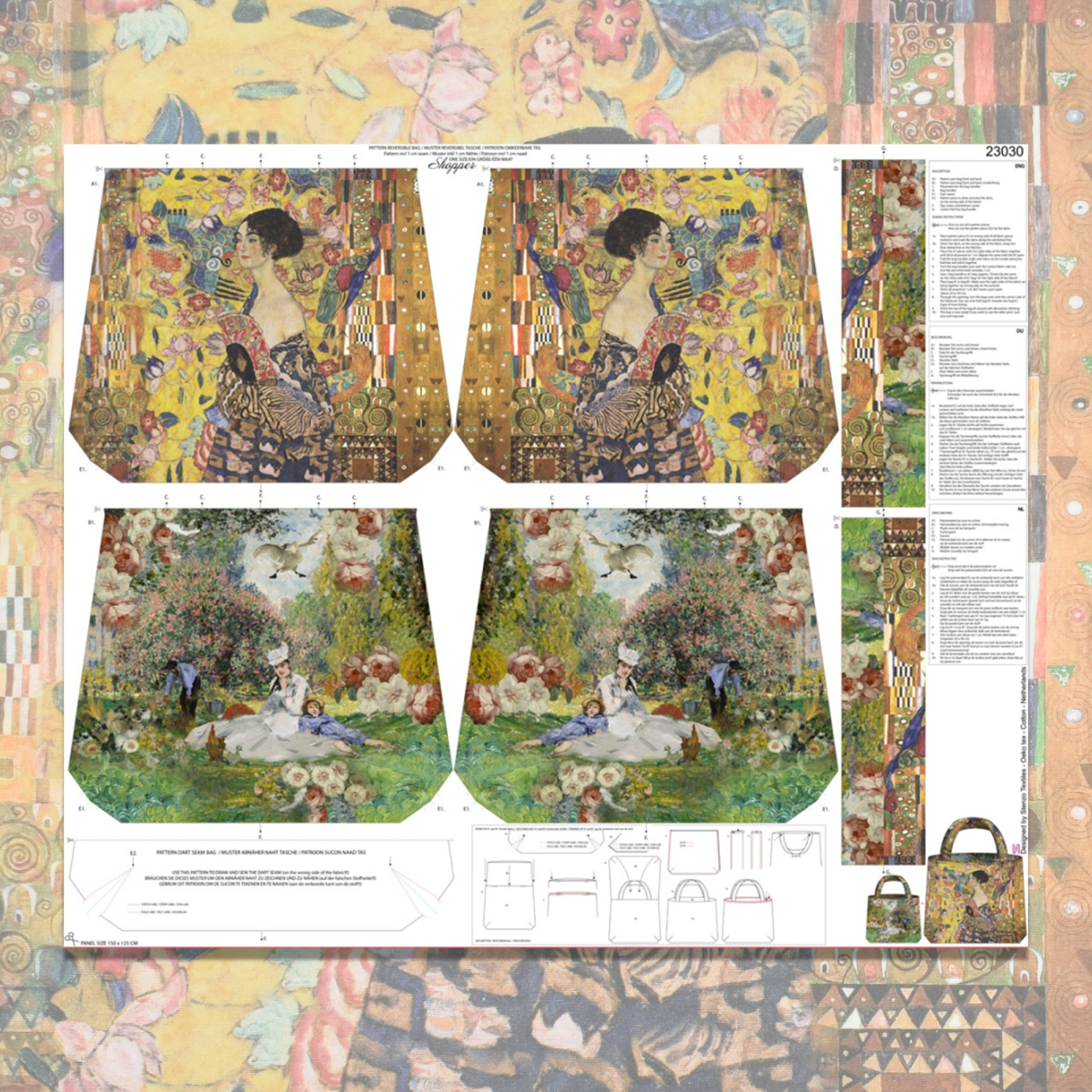 Canvas Taschenpanel Gustav Klimt Dame Mit F Cher X Cm