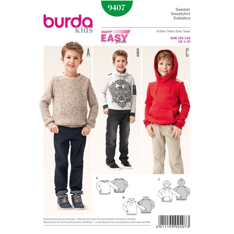 Naaipatroon Sweater Burda 9407 Nl Dui En Fr Stoffen Hemmers