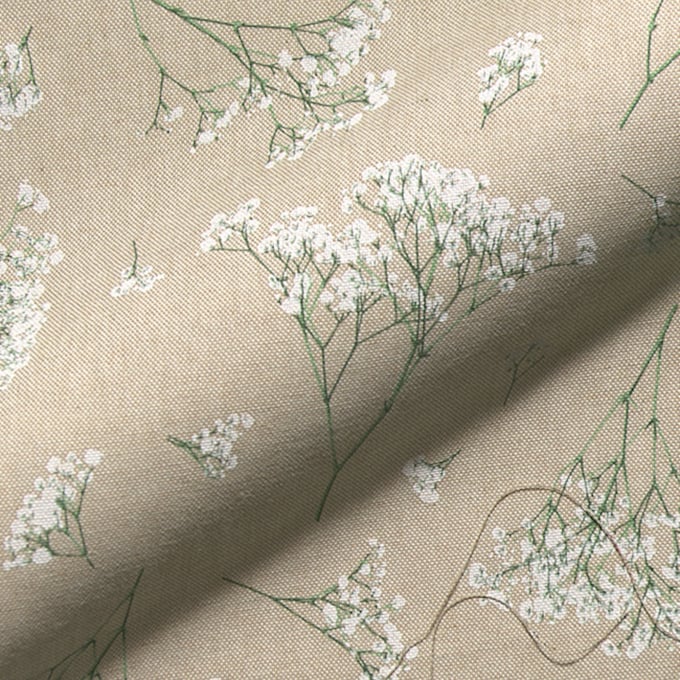 Tissu D Co Semi Panama Branches De Gypsophile Naturel Tissus Hemmers