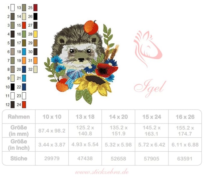 Fichier Mod Le Broderie H Risson D Automne Stickzebra Tissus Hemmers