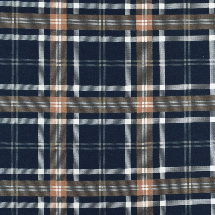 Cotton Flannel Checks Dark Blue Fabrics Hemmers