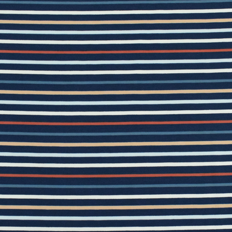 Cotton Jersey Striped Dark Blue Fabrics Hemmers