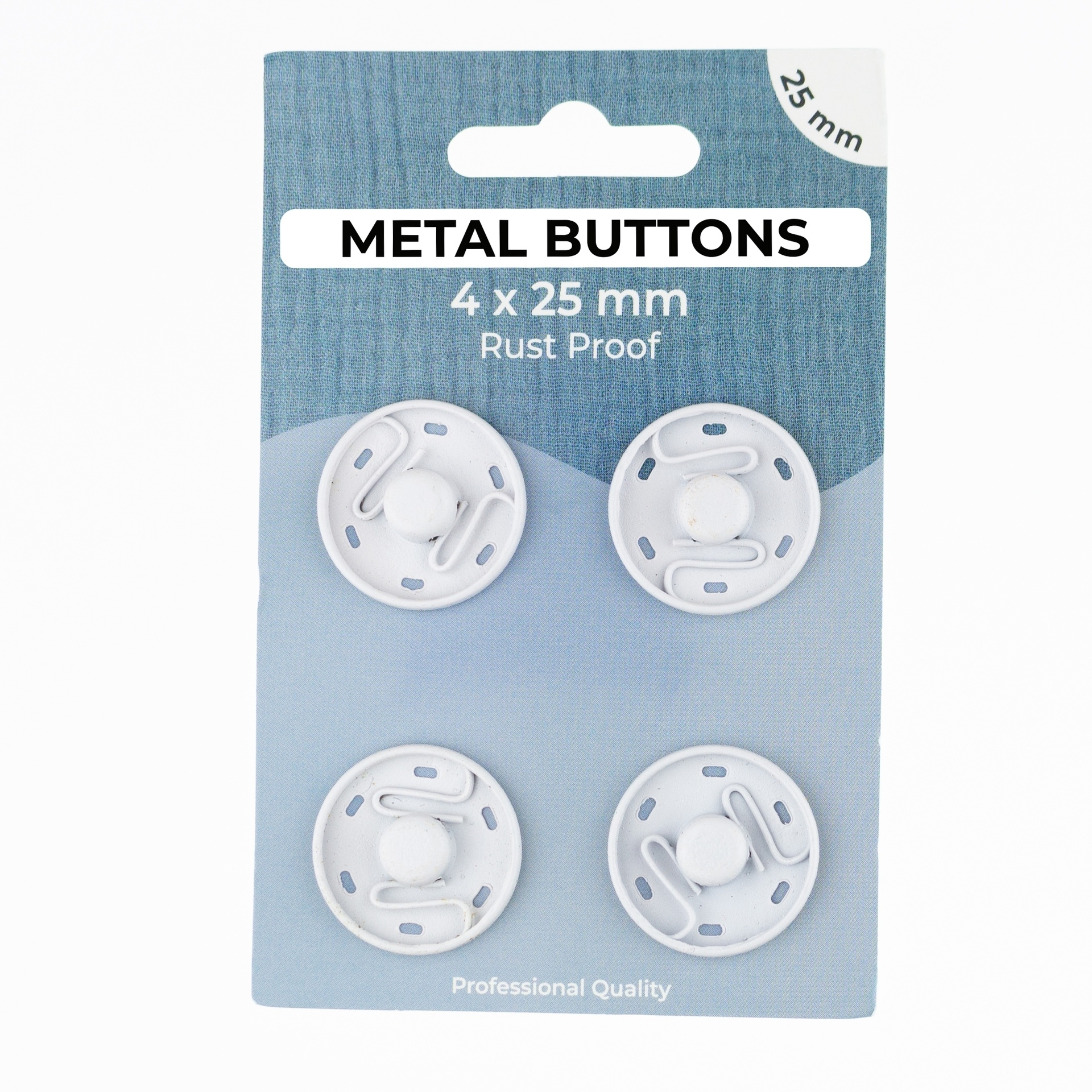 Sew-on Metal Snap Fasteners, Dia.25mm, nickel, 4pcs/pack - Fabrics