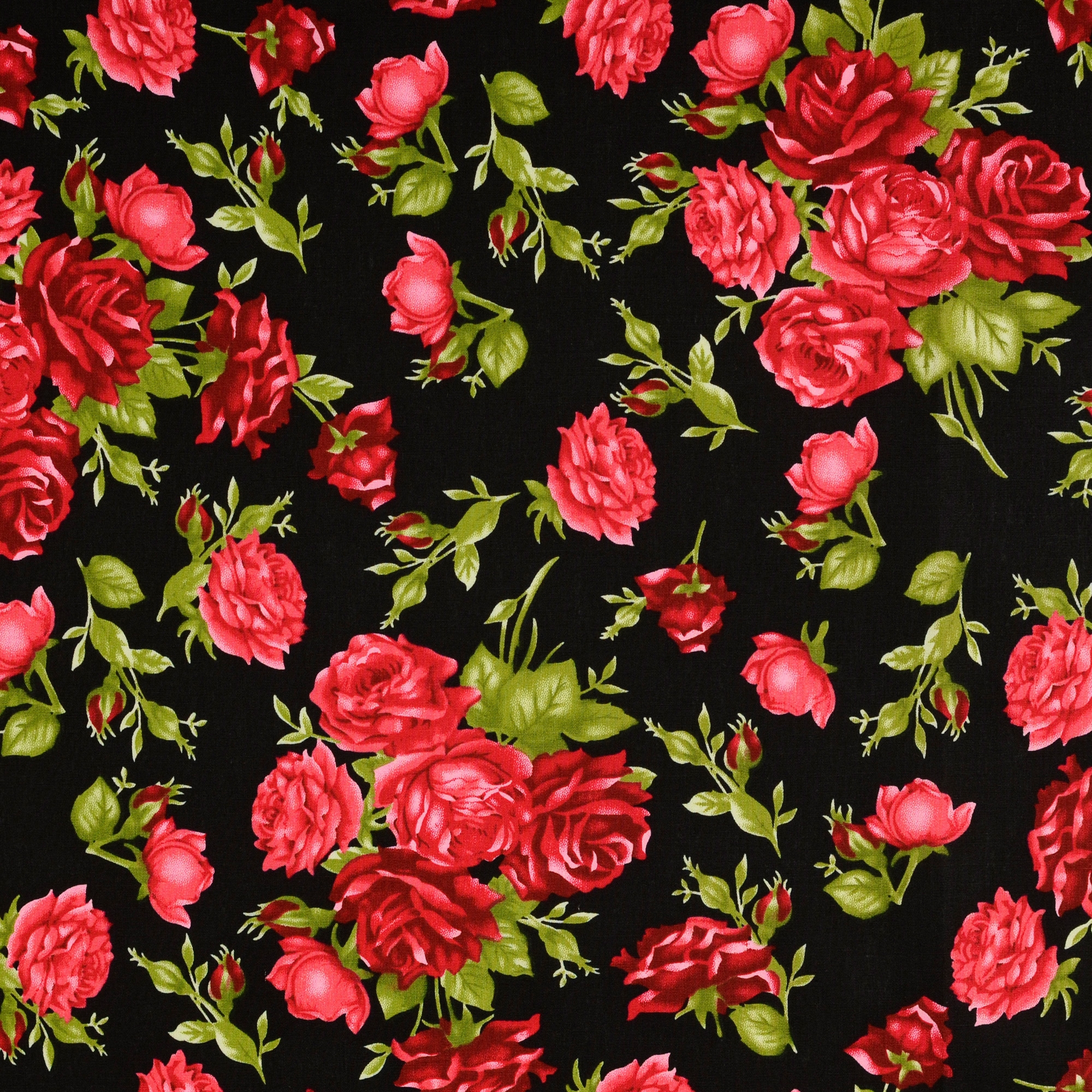 Cotton Fabric Lovely Rose Black Red Fabrics Hemmers