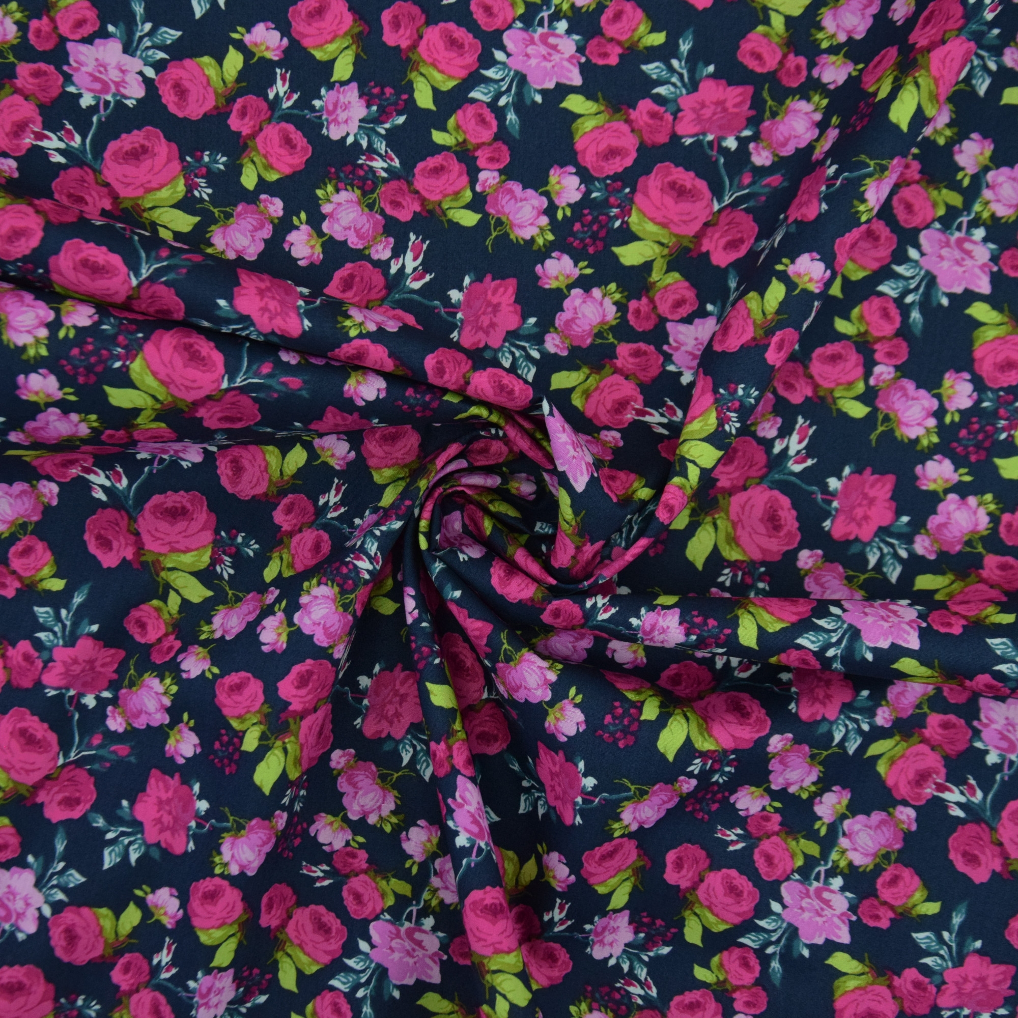 Cotton Fabric Rose Love Navy Blue Berry Fabrics Hemmers