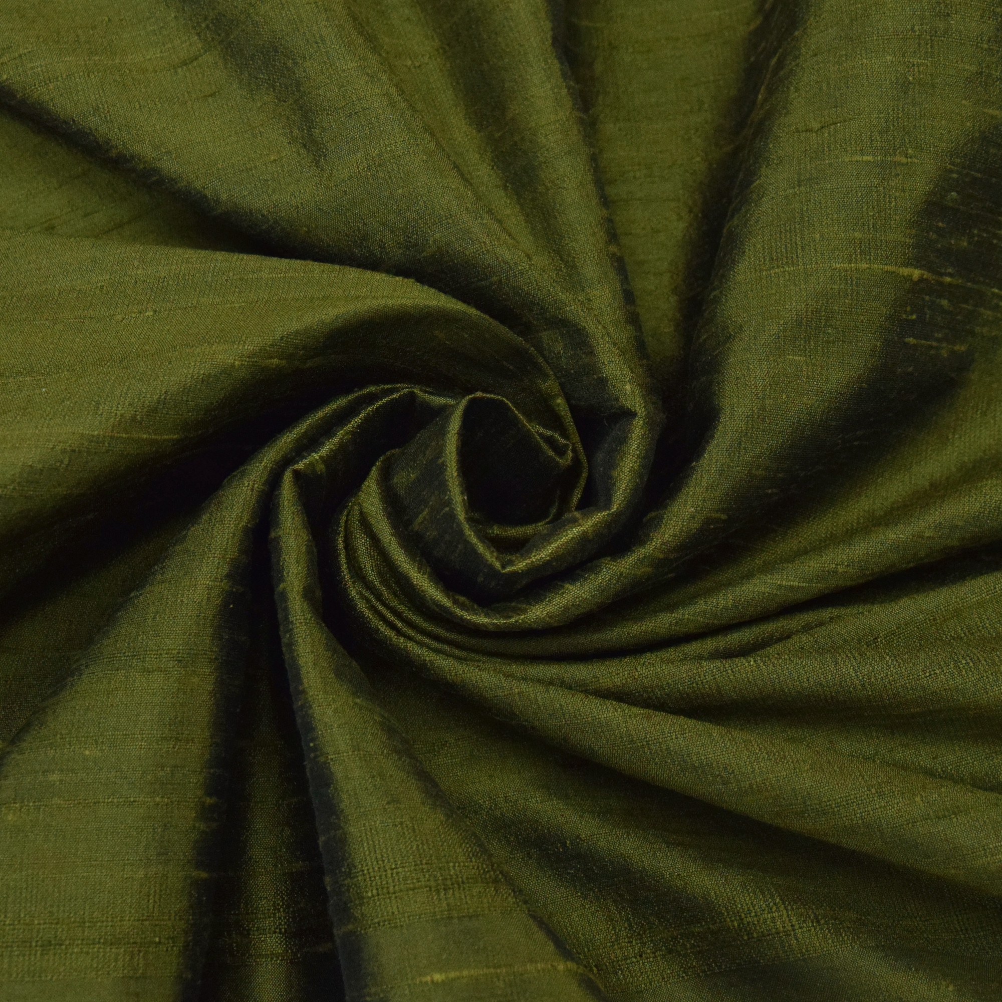 Dupioni Silk Olive Green Fabrics Hemmers