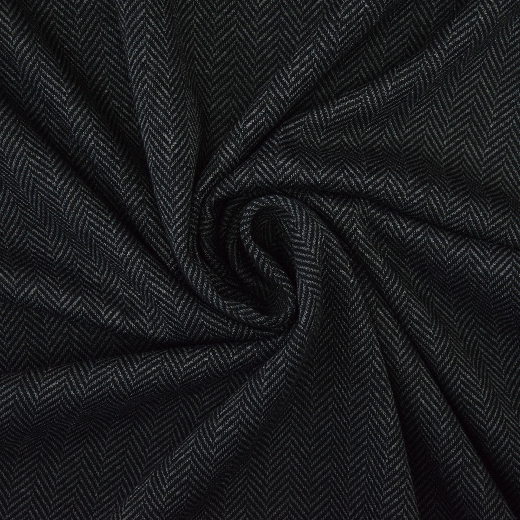schwarz Designer-Jersey mit Motiven Jacquard-Optik blickdicht Kleiderstoff Tolko 