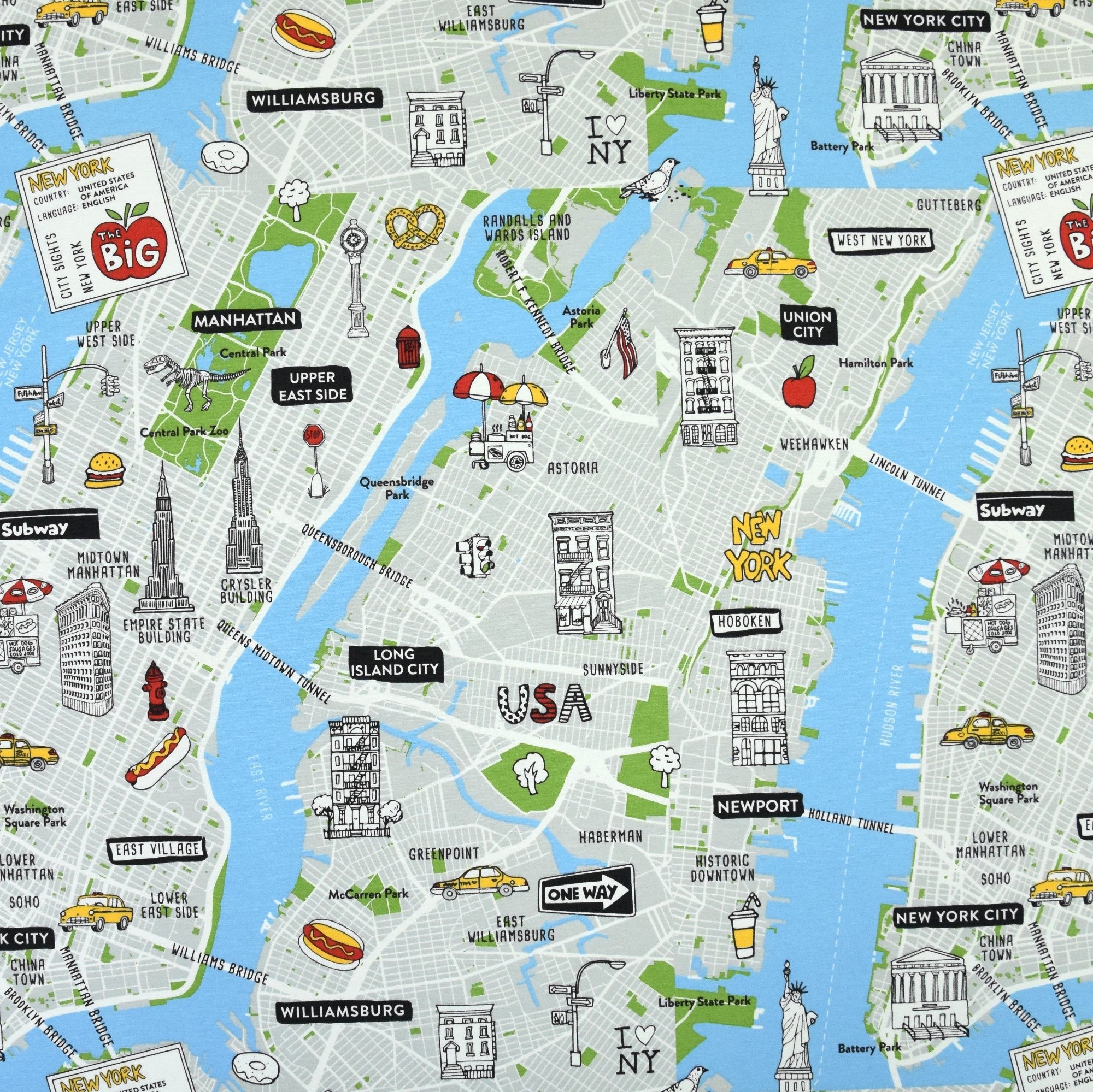 Ottoman New York City Map | Fabrics Hemmers