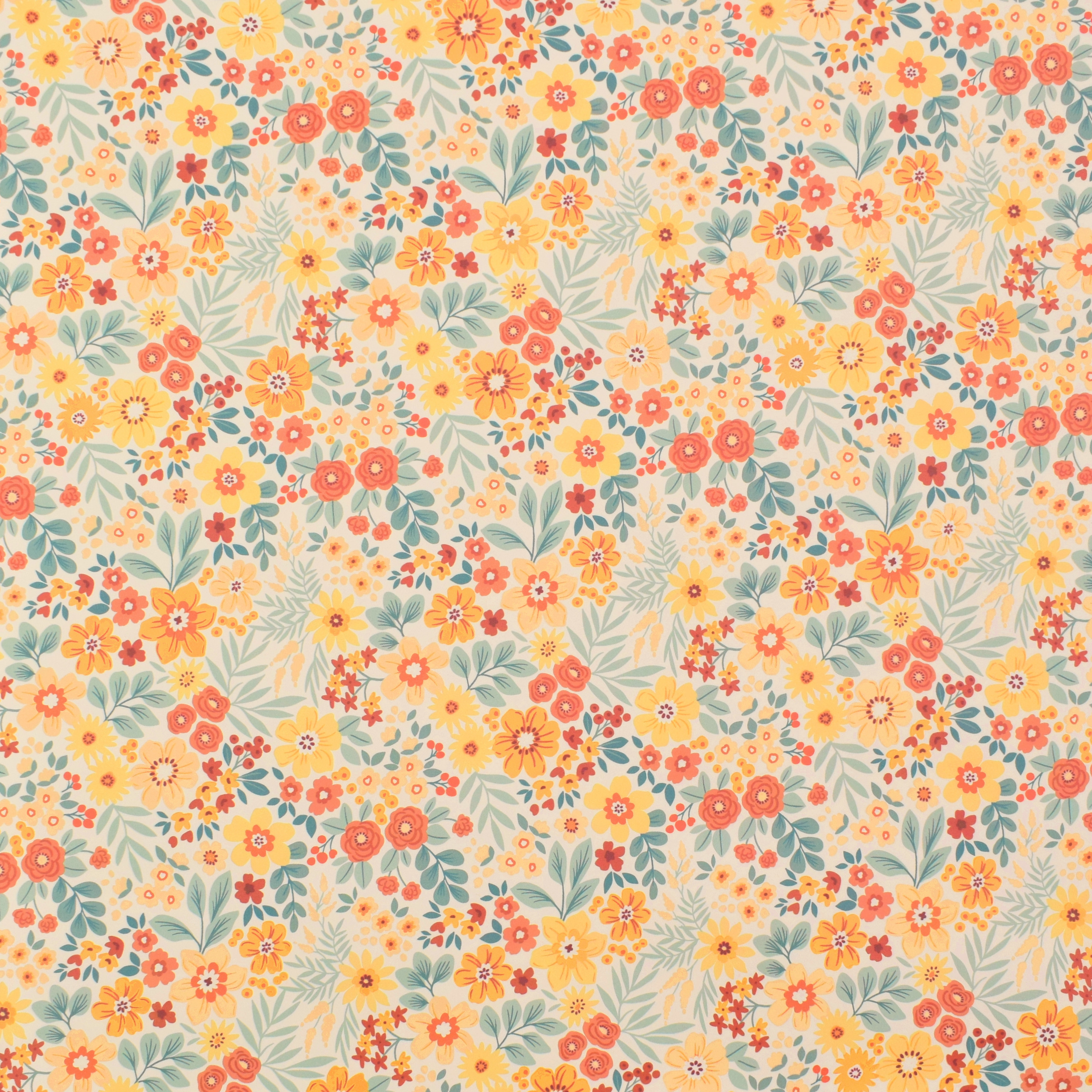 Regenjackenstoff Aqua Protect Blumen, wollweiss Stoffe Hemmers