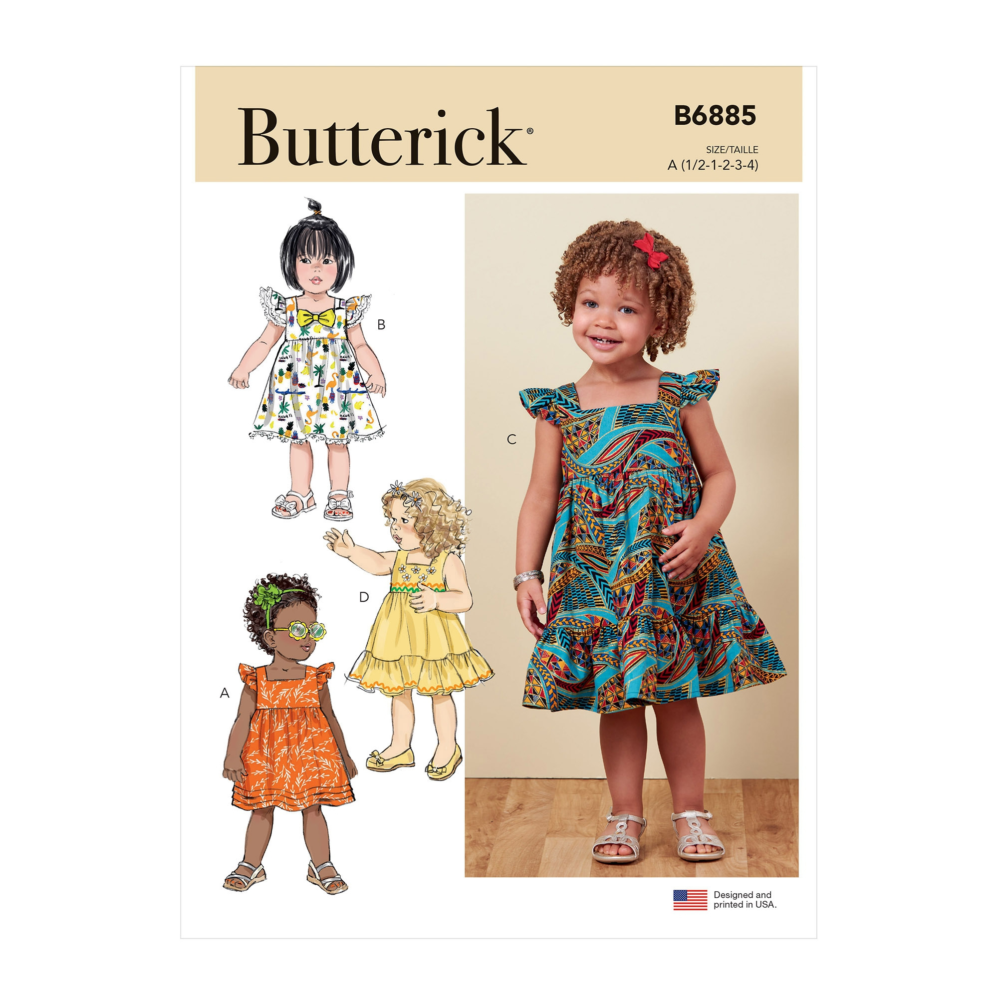 Patron Butterick 6013 Robe enfant/fillette, tailles 2 à 5 ans et 6 à 8 ans