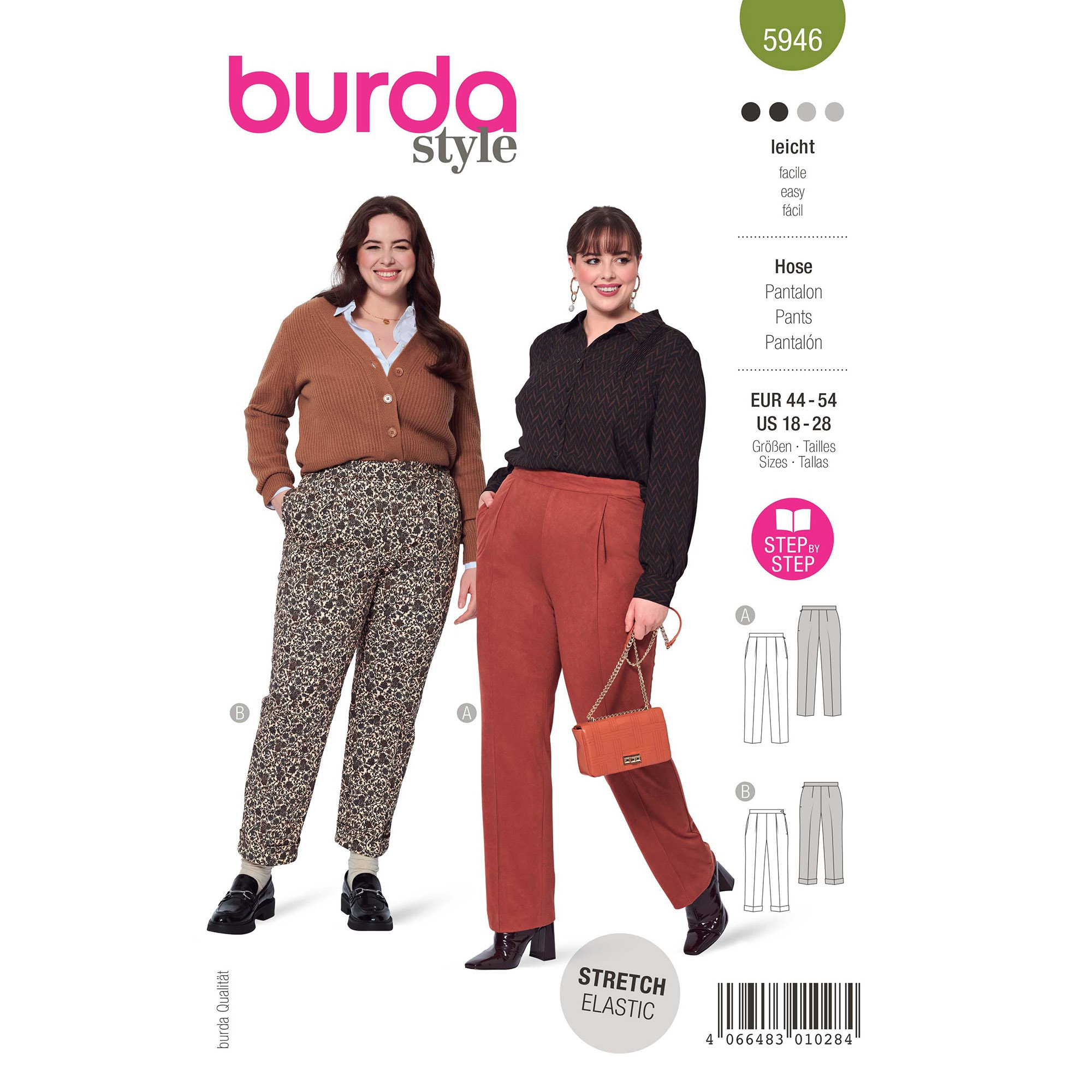 Burda Style – Patron Femme Pantalon Ajusté à Bandes Latérales n°6377 du 34  au 44 - Coup de coudre