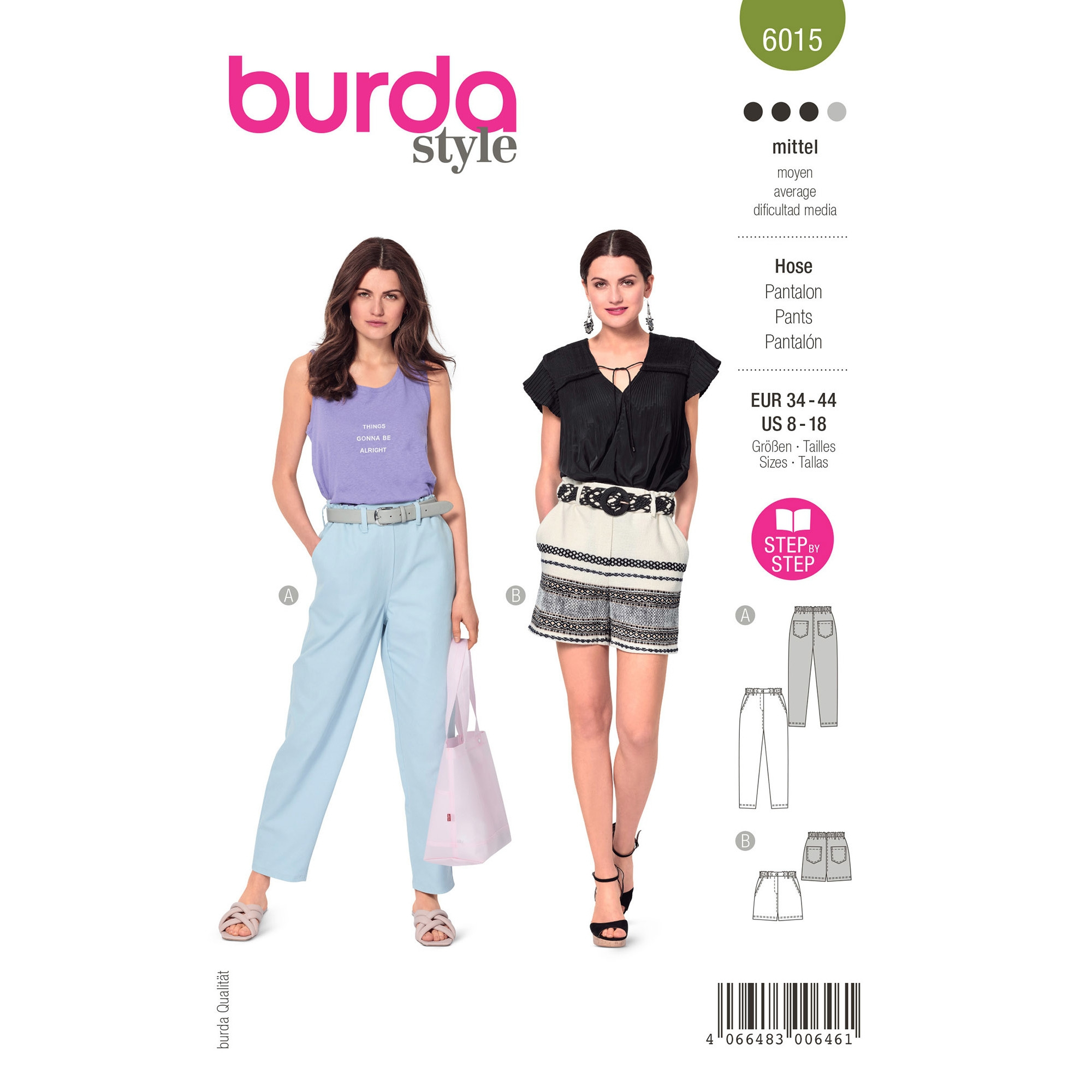 Burda Style – Patron Femme Pantalon Ajusté à Bandes Latérales n°6377 du 34  au 44