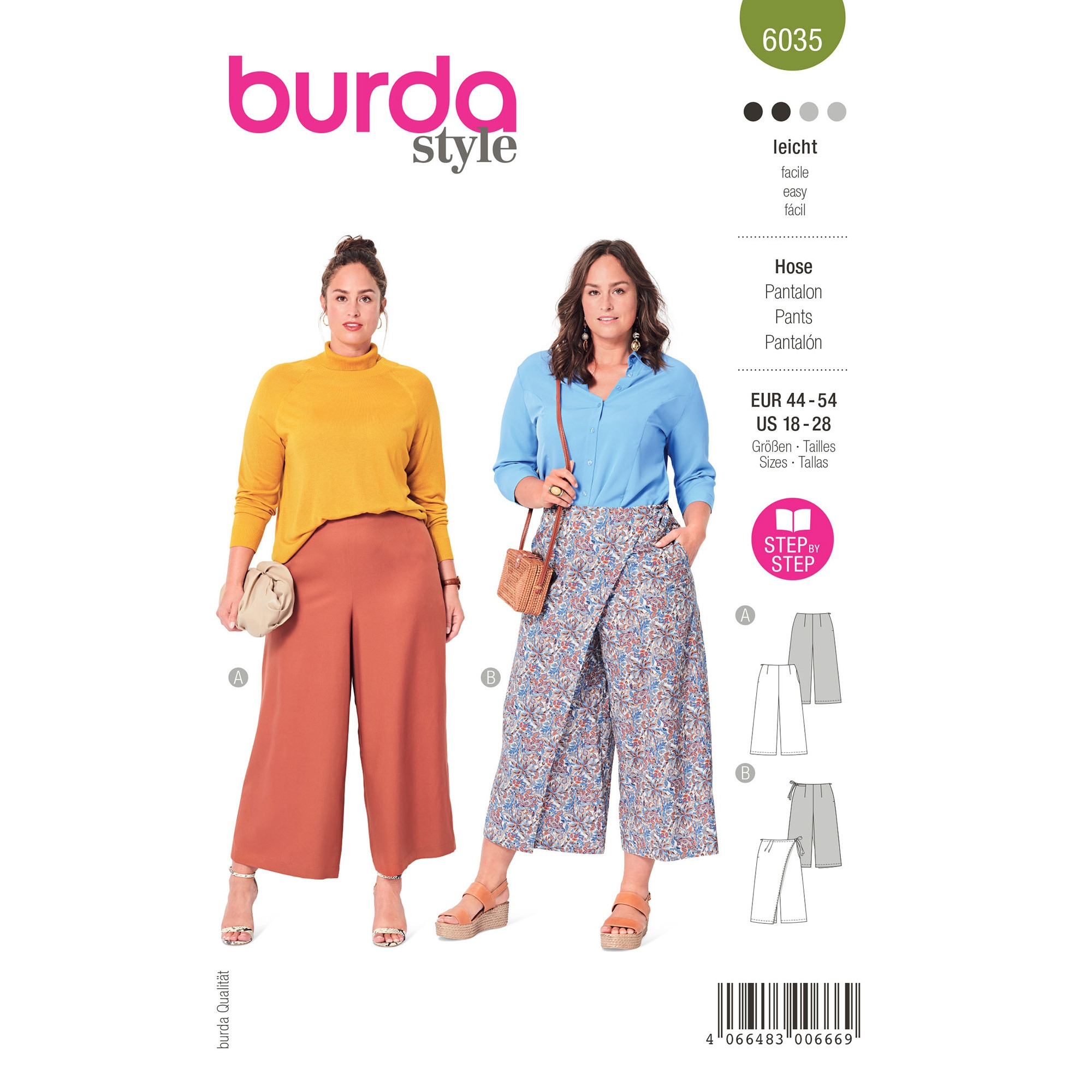 Burda Style – Patron Femme Pantalon Ajusté à Bandes Latérales n°6377 du 34  au 44 - Coup de coudre