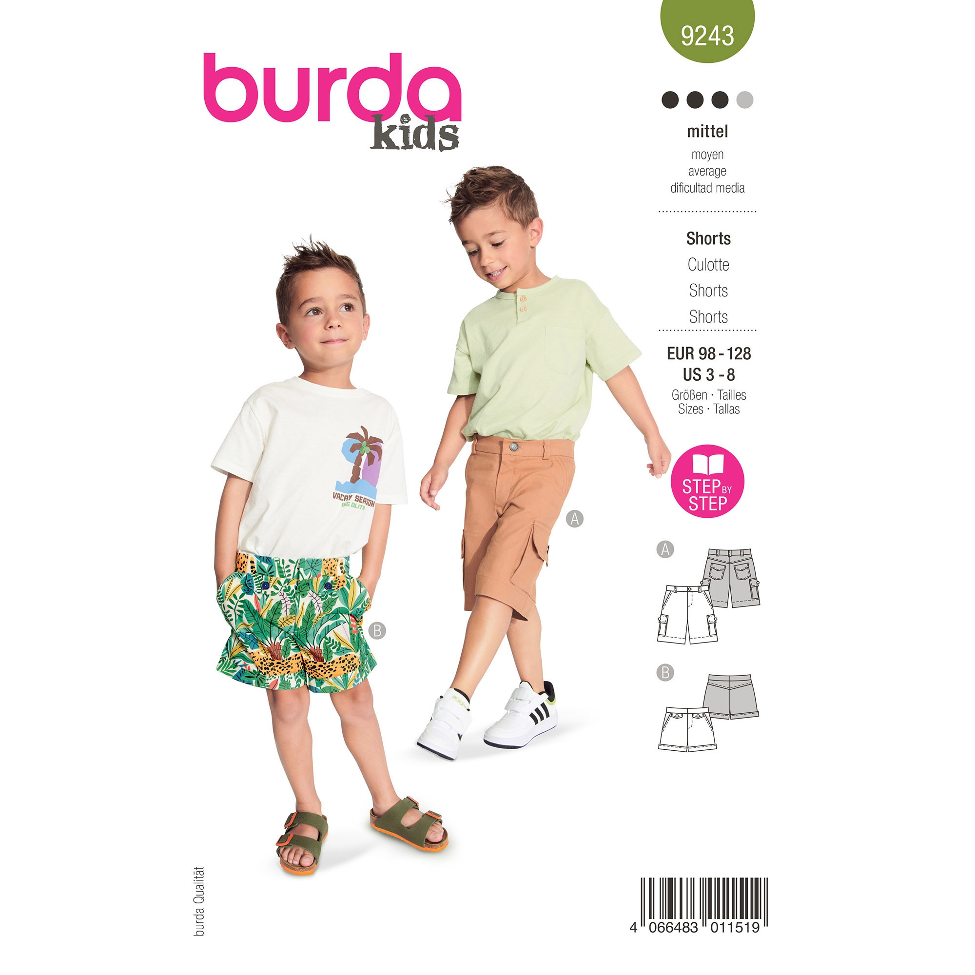 umoral reagere Født Sewing pattern shorts, Burda Kids 9243, En/Ger/Fr | Fabrics Hemmers