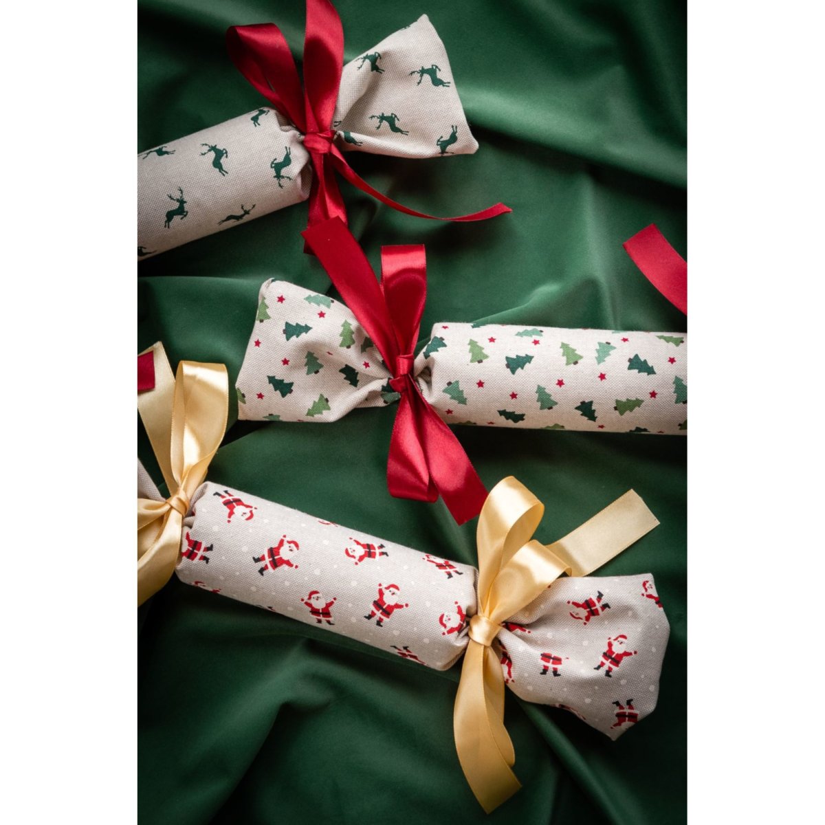 Ruban tissé rayures vert et jaune 3m - Cadeaux de Noël