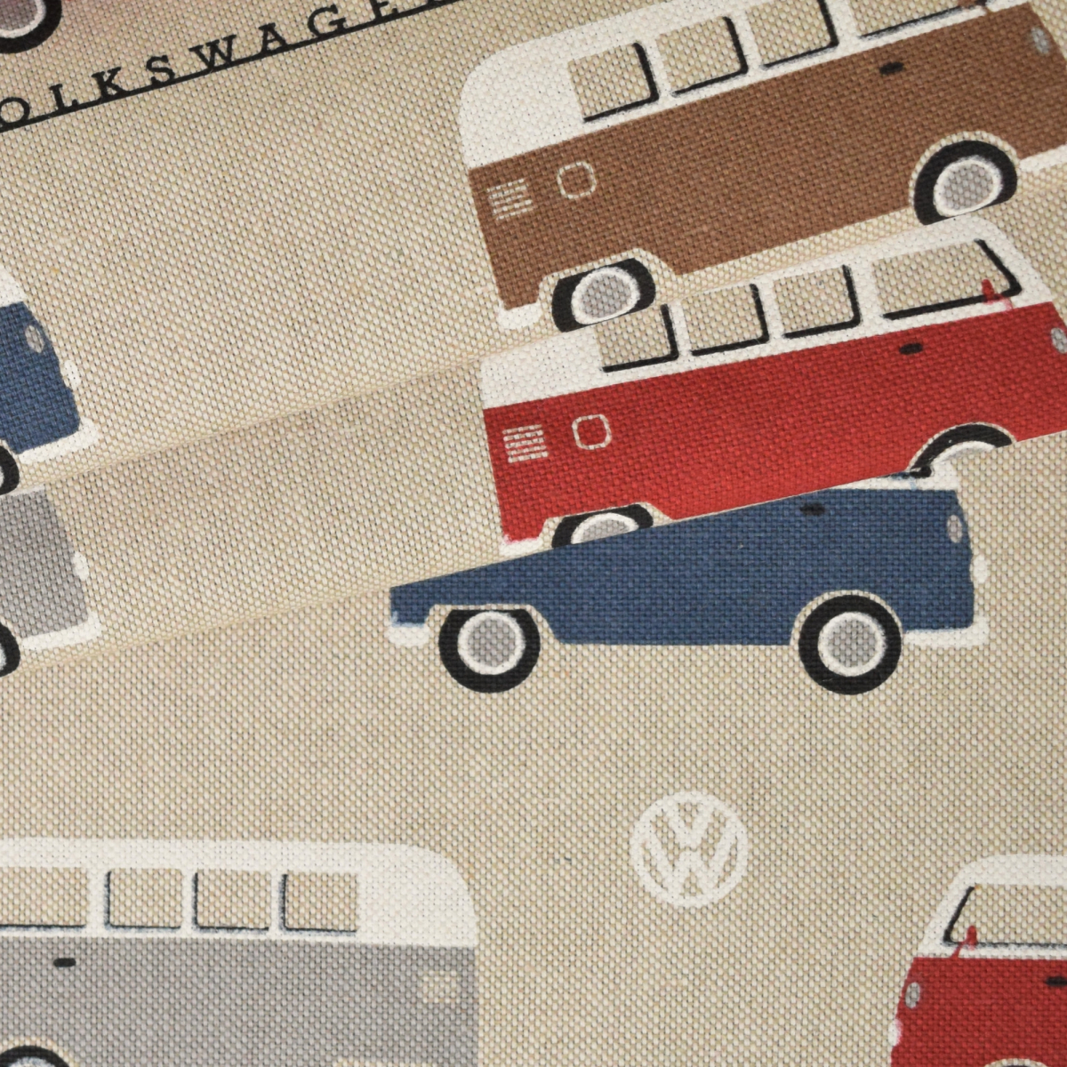 Decoration fabric half panama VW Bulli Adventure, natural | Fabrics Hemmers