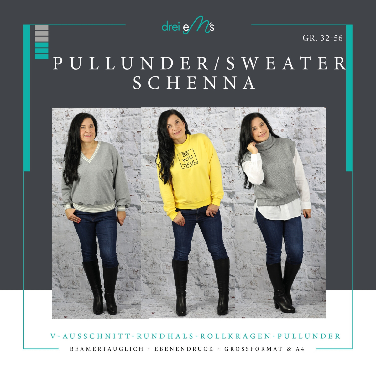 E Book drei eM s Pullunder Sweater Schenna german Fabrics Hemmers