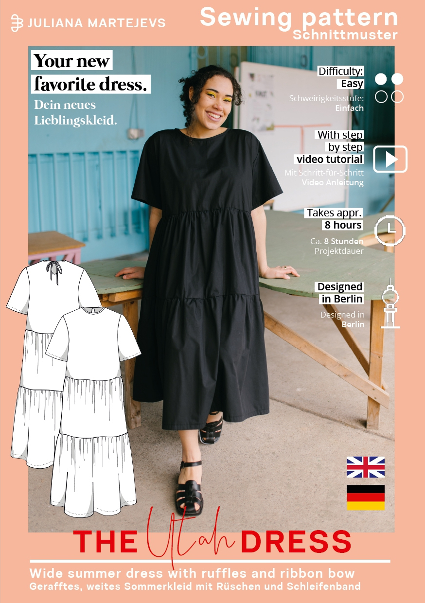E-Book JULIANA MARTEJEVS Summer Dress with ruffles, english Fabrics  Hemmers