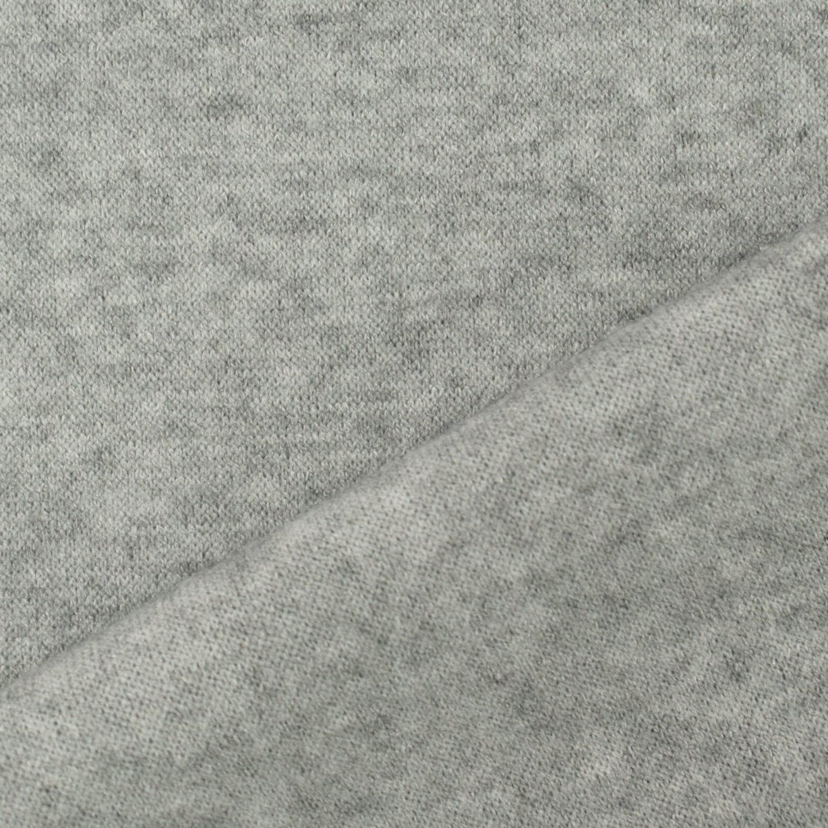Fine knit fabric double face melange, light grey
