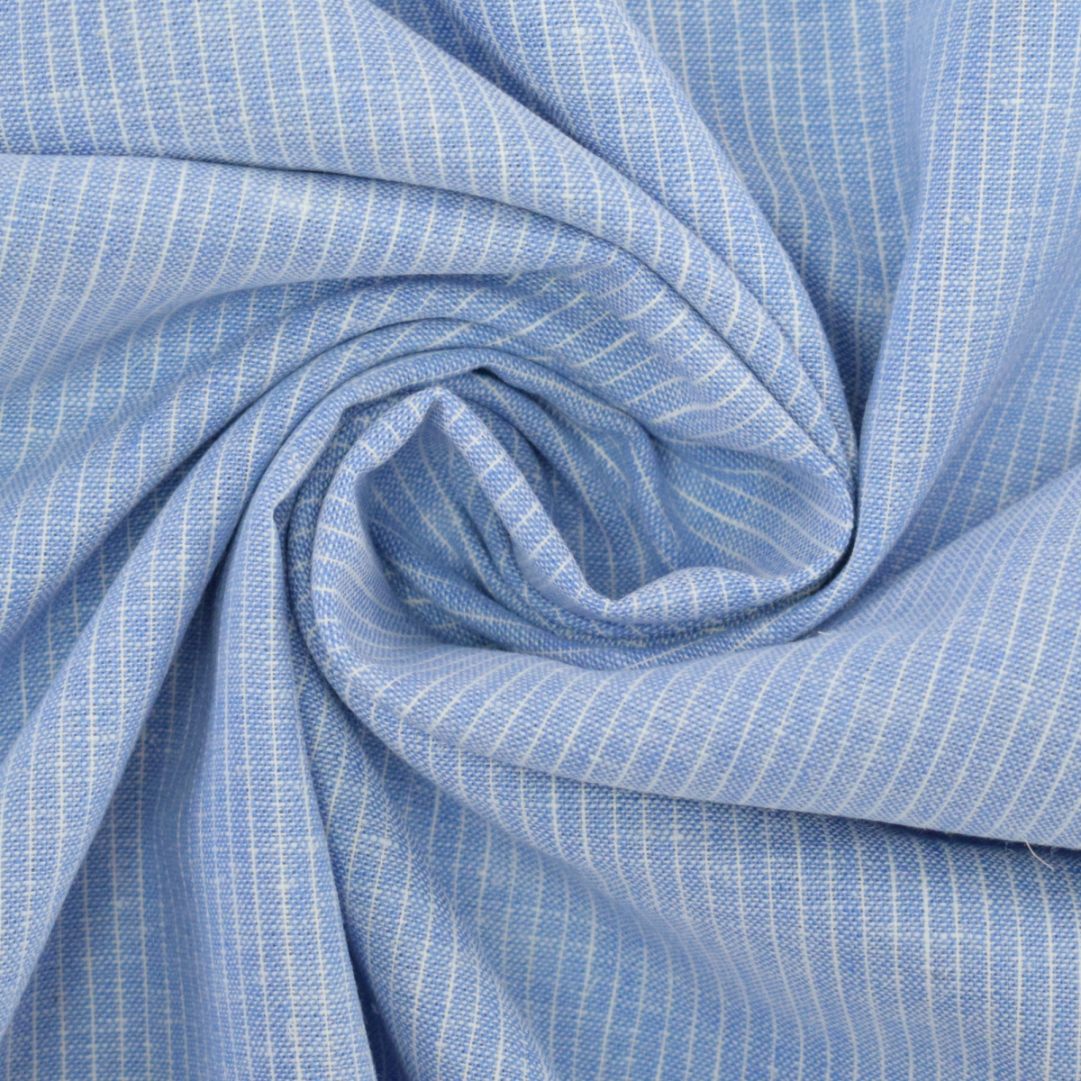 Tissu lin coton à rayures, bleu clair