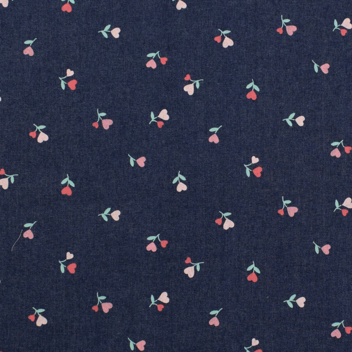 Lichte jeansstof chambray Flowerheart, donkerblauw Stoffen Hemmers