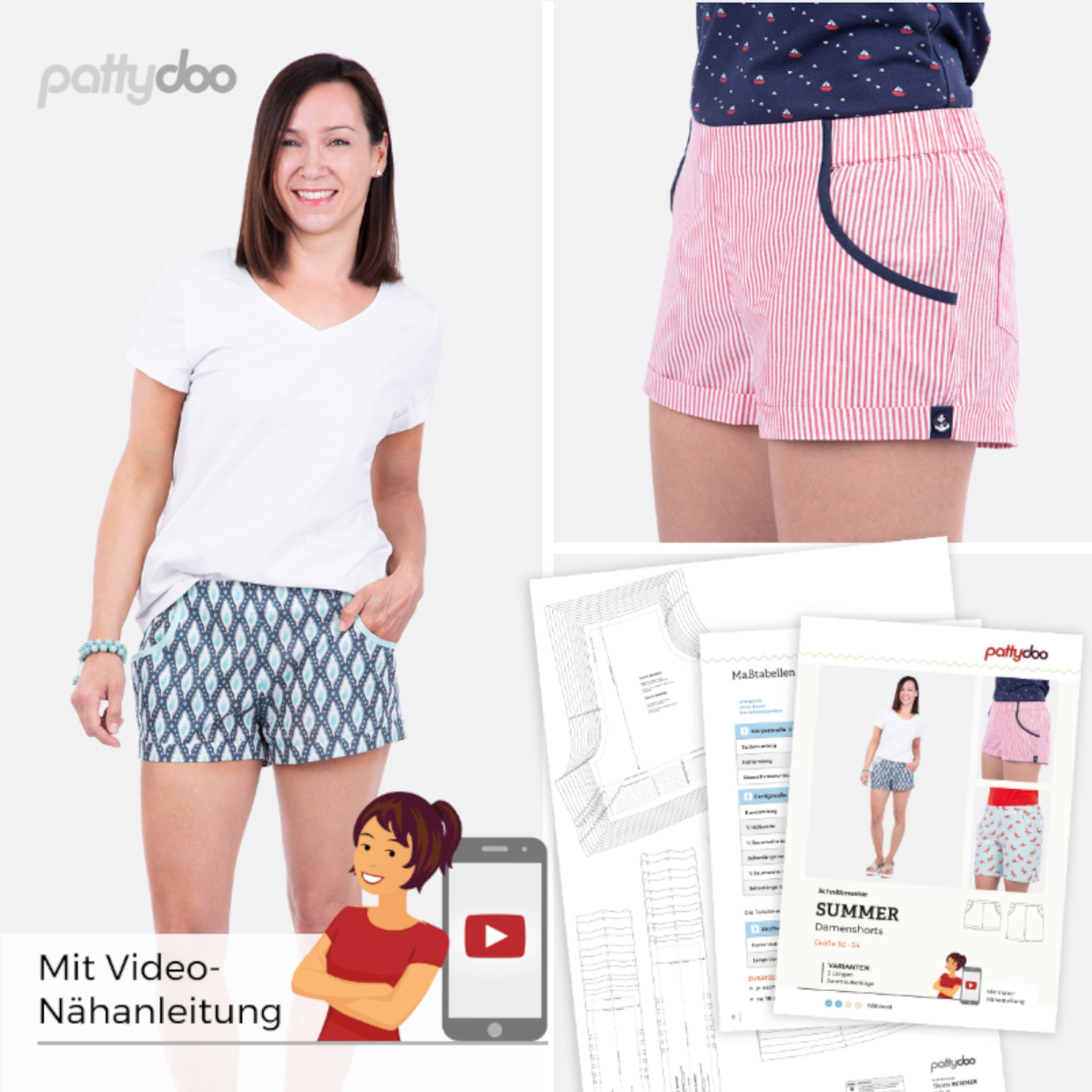 Paper pattern pattydoo ladies shorts Summer, German