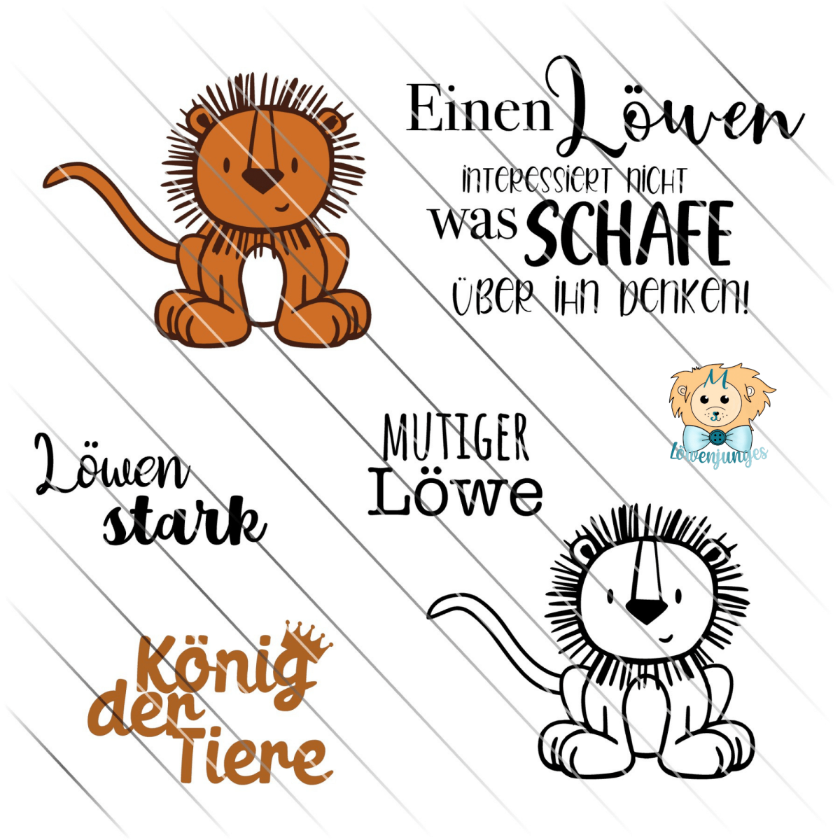 Plotterdatei Löwenjunges Löwe Private Lizenz Stoffe Hemmers