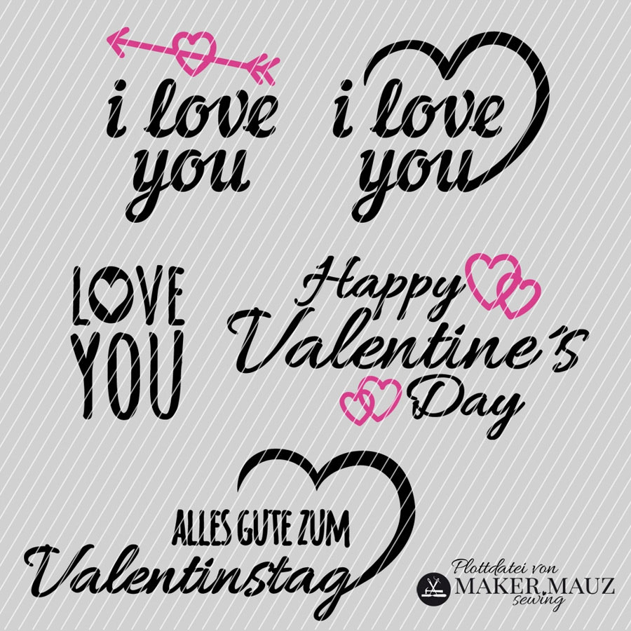 Plotterbestand Maker Mauz Valentinstag, Duits Stoffen Hemmers