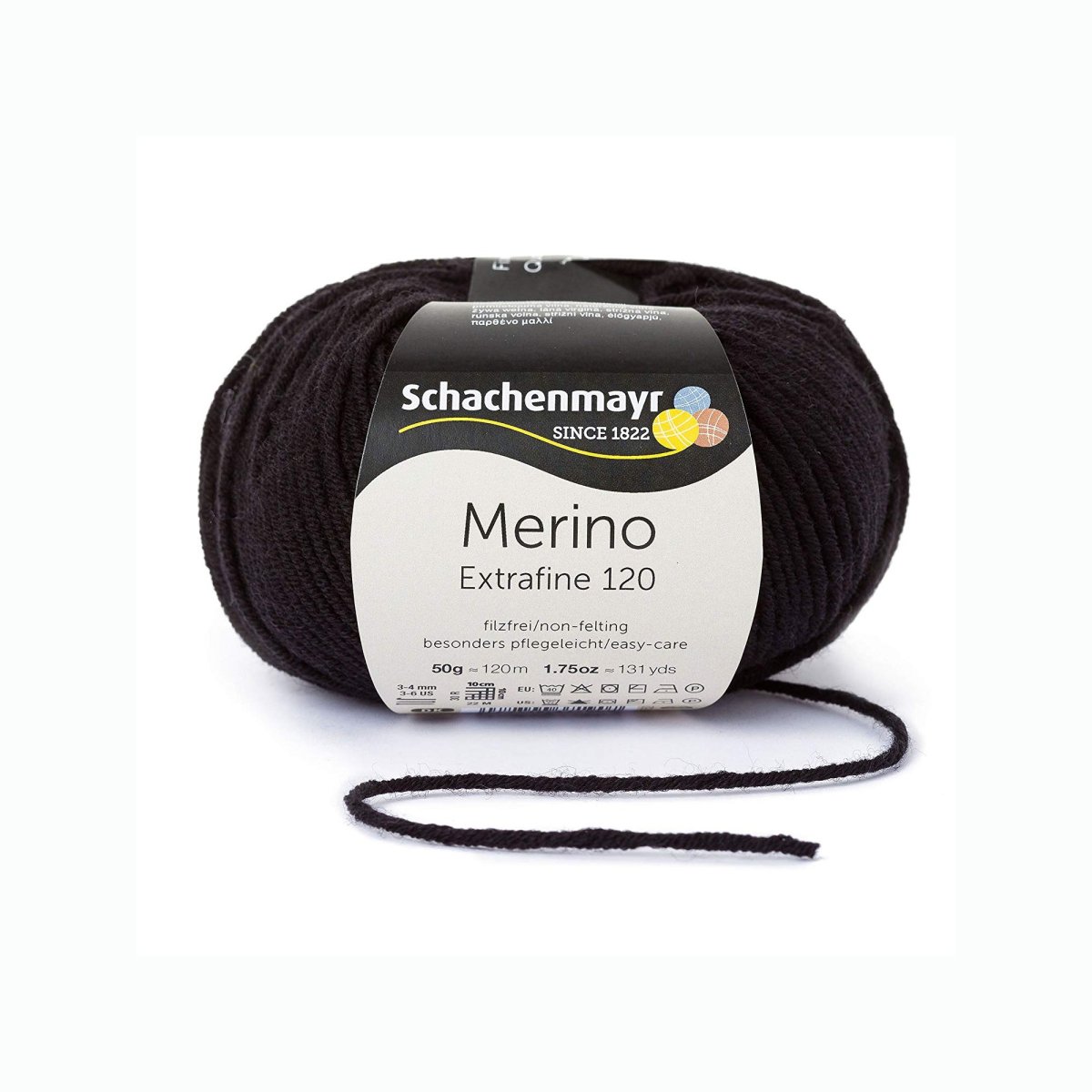 Schachenmayr Wool Merino Extrafine 120 50 g, black