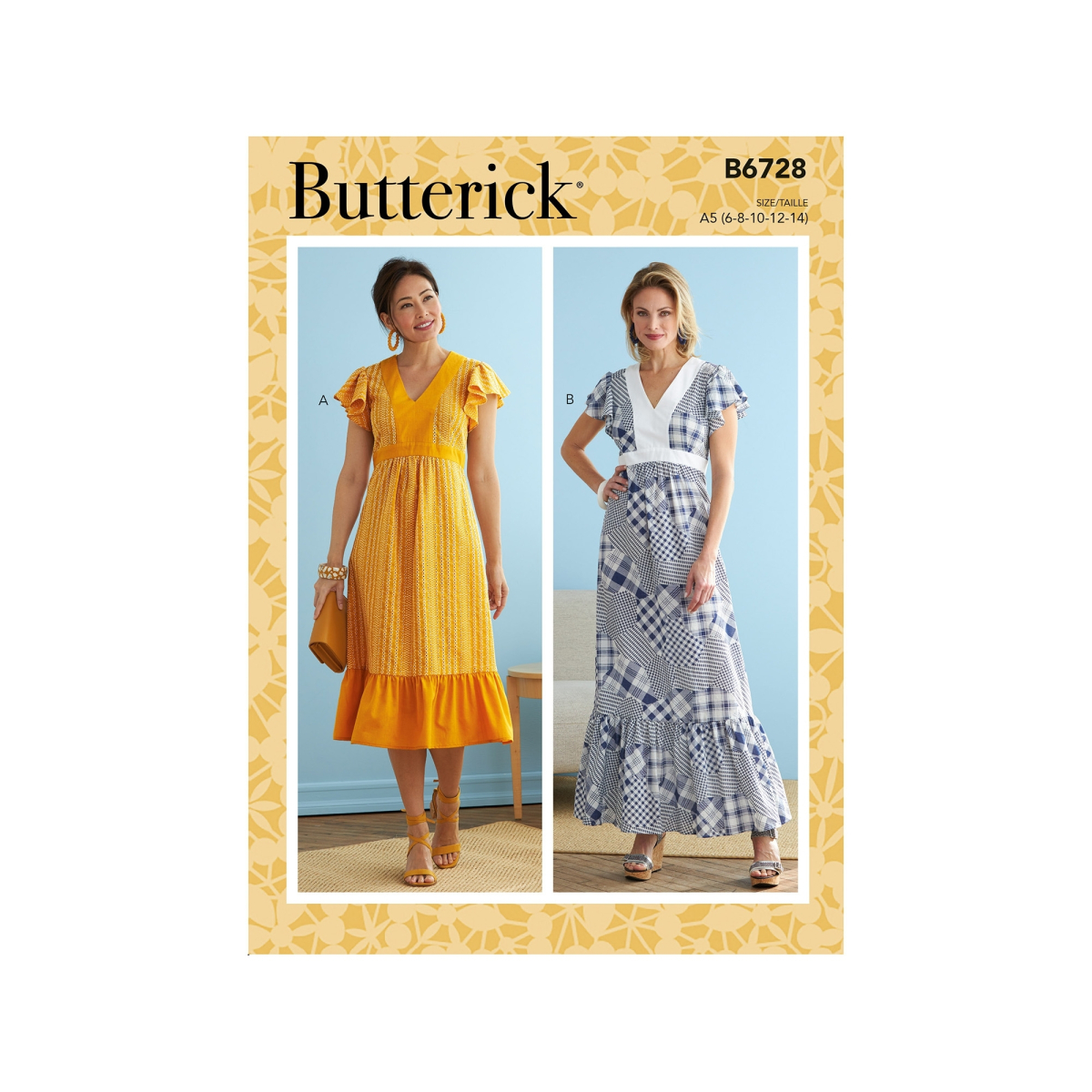 Pattern Butterick 6728, dress, size 40-48, En/Ger/Fr