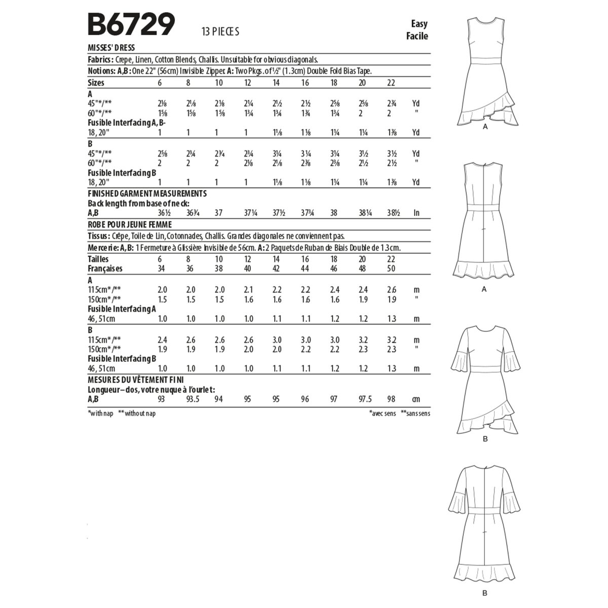 Patron Butterick Robe Taille En Fran Ais Tissus Hemmers