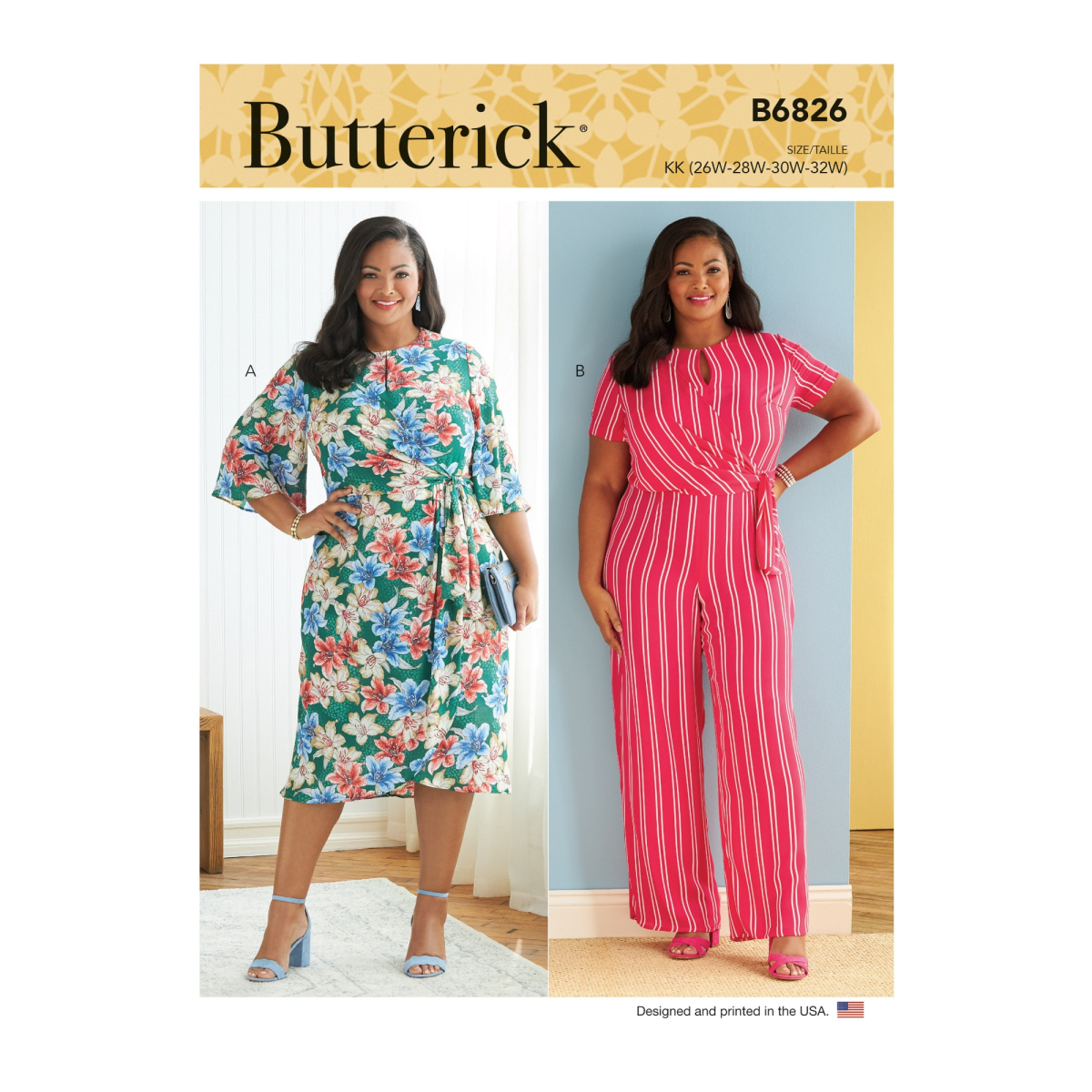 kooi gebruiker galblaas Pattern Butterick 6826 dress and Jumpsuit, size 44-50, En/Ger/Fr | Fabrics  Hemmers