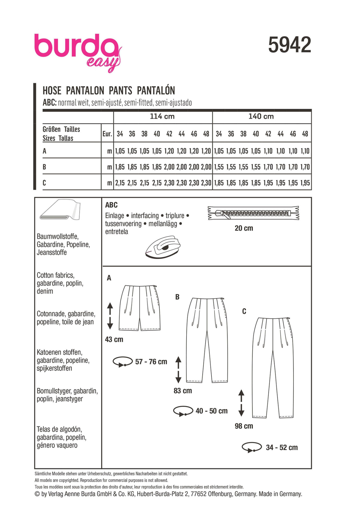 DOUCE - Pantalon Femme - Patron PDF - Tailles 34 à 52