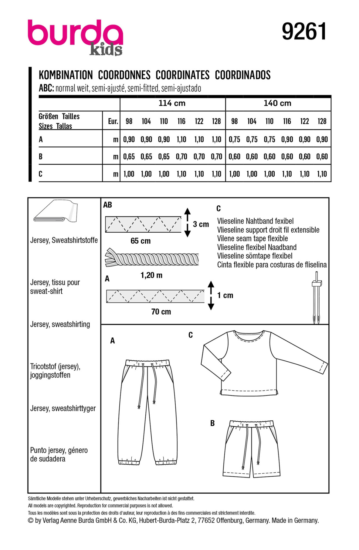 Sewing pattern combination, Burda Kids 9261, En/Ger/Fr