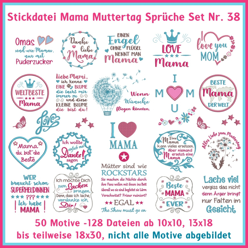 Stickdatei Rock Hemmers Muttertag Queen Fabrics 38 Set 