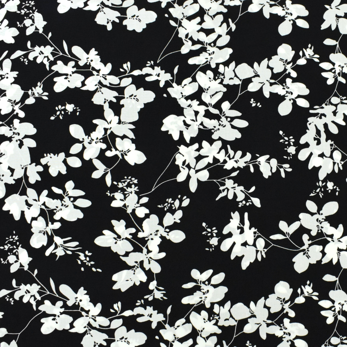 Viskose Voile Shadow Flowers, schwarz | Stoffe Hemmers