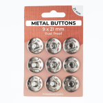 argent | 9 Boutons pression à coudre 21 mm, argent