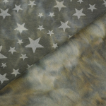 vert olive | Tissu sweat polaire alpine Batik Tie dye Stars, vert olive