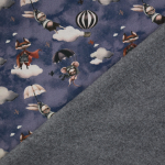 jeansblauw | Alpenfleece sweat Flying Animals, jeansblauw