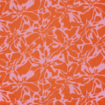 oranje | Katoenen mousseline double gauze Abstract Flowers, oranje