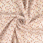 lichtoranje | Katoenen mousseline double gauze little flowers, lichtoranje