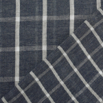 marineblauw | Katoenen mousseline double face karo, marineblauw