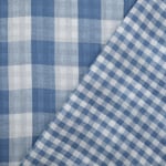 bleu denim | Tissu gaze de coton vichy à carreaux double face Kiara, bleu denim