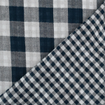 bleu marine | Tissu gaze de coton vichy à carreaux double face Kiara, bleu marine