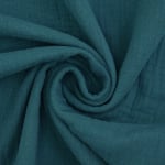petrol | Katoenen mousseline double gauze, petrol