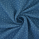 blauw | Katoenen mousseline double gauze kleine stippen, blauw