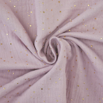 oud blauwpaars | Katoenen mousseline double gauze golden dots, oud blauwpaars