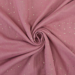 altrosé | Katoenen mousseline double gauze golden dots, oudrosé