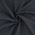 antraciet | Katoenen mousseline double gauze golden dots, antracietgrijs